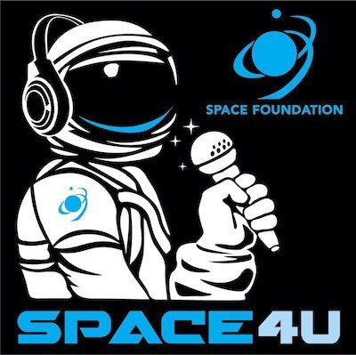 Space foundation logo with animated astronaut in front of black background with text that reads SPACE4U